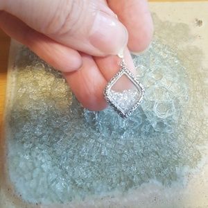 SOLD:Small Sterling Floating Crystal Glass Pendant